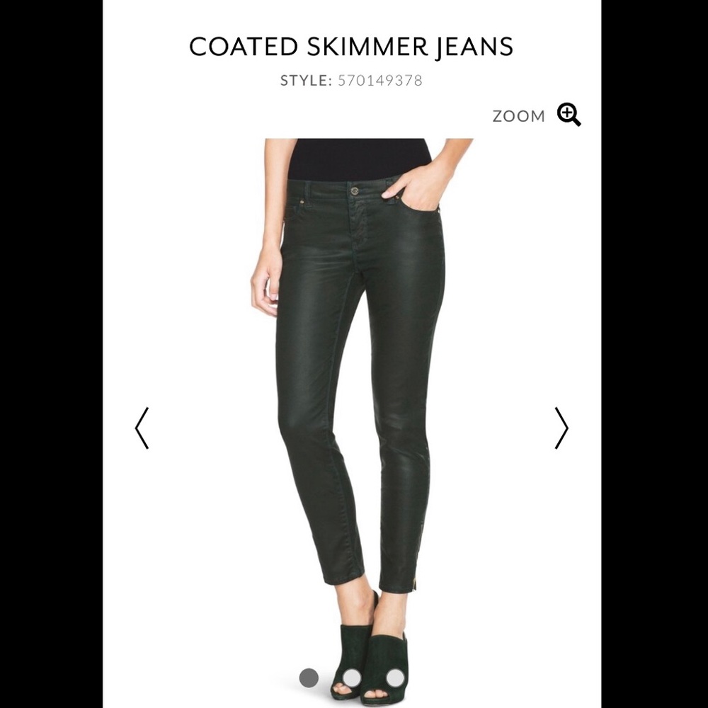 White House/Black Market Green Coated Skimmer Pant